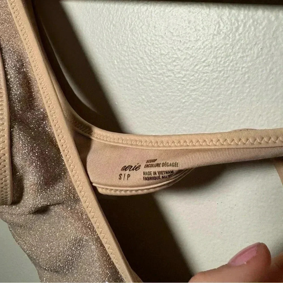 NWT AERIE SCOOP BIKINI TOP GLITTER  S - Picture 6 of 6